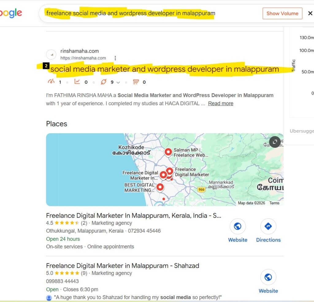 fathima rinsha maha ranked her on website about page second position of the google serp